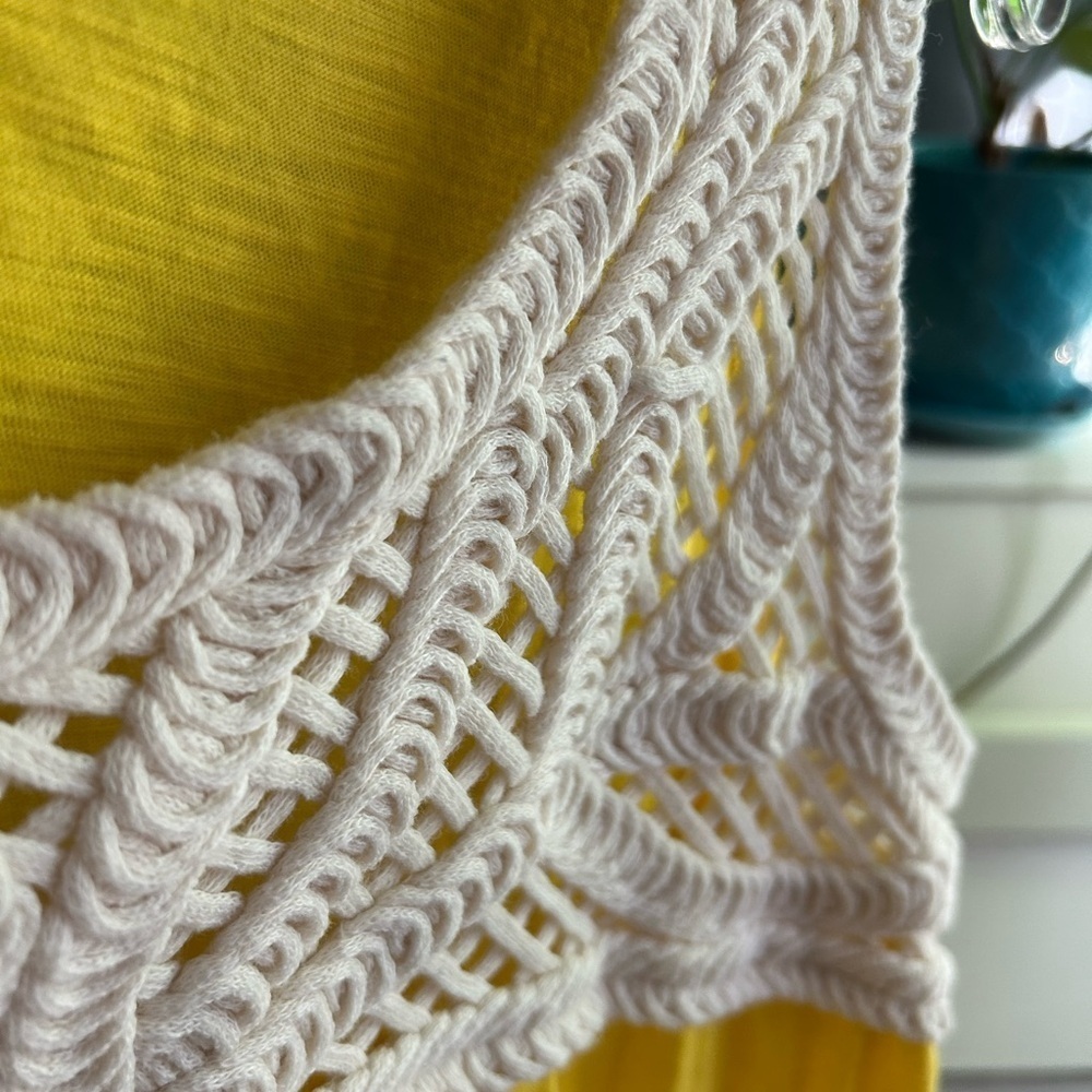 Joe Fresh Yellow Crochet Tank Top Women’s M Boho Sleeveless Summer Blouse - Picture 11 of 16